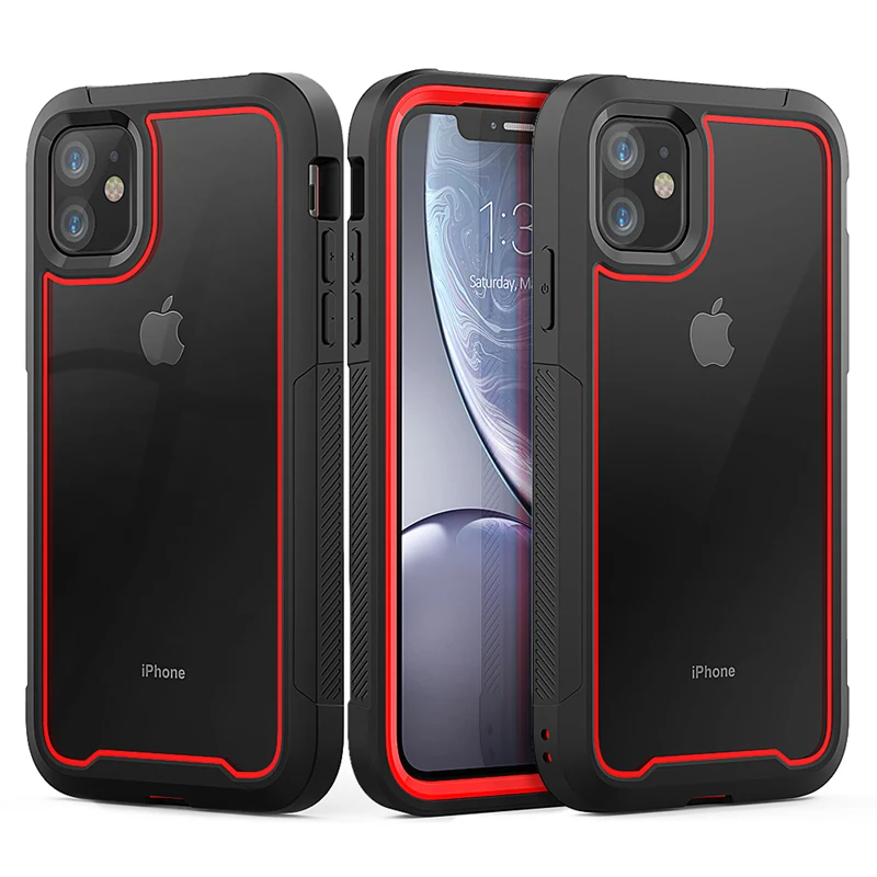 Противоударный защитный чехол для телефона iPhone 12 прозрачный Гибридный из ТПУ XR XS