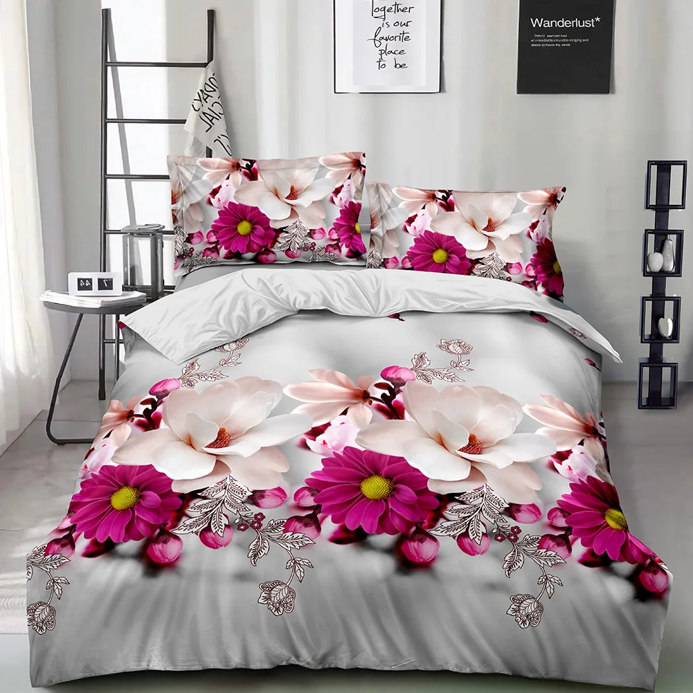 AS the picture shows 3D цветок Бабочка печать наволочка одеяло постельное белье набор зимний плоский лист королева король размер покрывало постельные принадлежности набор - Цвет: AS the picture shows