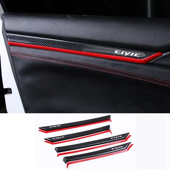 

Car Internal Door Plank Trim Strip 4 Pcs/set Carbon Fiber Style ABS Decoration Accessories For Honda Civic 2019 2018 2017 2016
