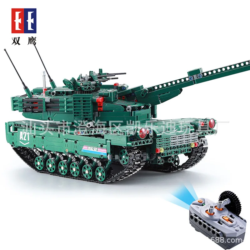 

Double e C61001 Remote Control Tank M1A2 Assembled Building Blocks Rotatable Turret And Emission Missile CHILDREN'S Toy