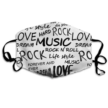 

Love Rock Music Washable Reusable Mask, Cotton Anti Dust Half Face Mouth Mask For Kids Teens Men Women With Adjustable Ear