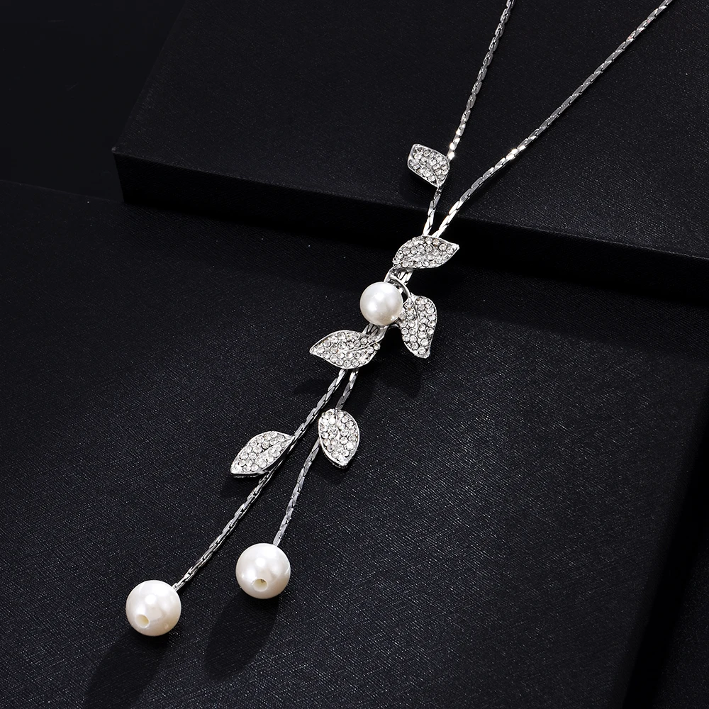 Белое жемчужное цветочное ожерелье s для женщин, серебряная цепочка, длинное ожерелье с подвеской, ювелирные аксессуары, Трендовое колье