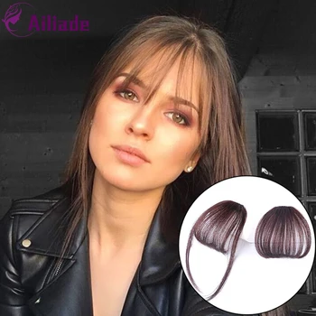 

AILIADE Frivolous Fake Blunt Bangs hair Clip-In Extension Fake Fringe Synthetic False hairpiece For Women Clip In Bangs