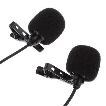 

Hot Sale Mini Lavalier Lapel Microphone Dual Headed Recording Clip On Mic for iPhone iPad Samsung Tablet