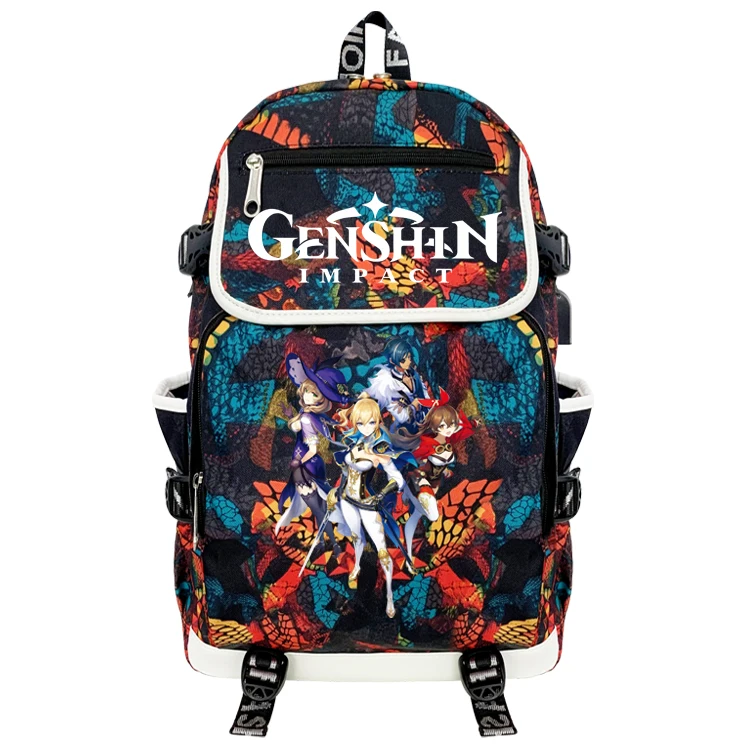 

Genshin Impact Backpack Student School Bags Satchel Teenager USB Charge Backpack Men Laptop Knapsack Women Travel Rucksack