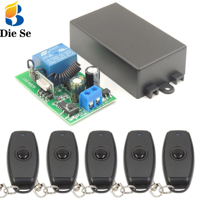 

DieSe 433Mhz AC85~220V Relay 1CH RF Receiver Module and Remote Controls For Light Lamp Controller and Intelligent Home