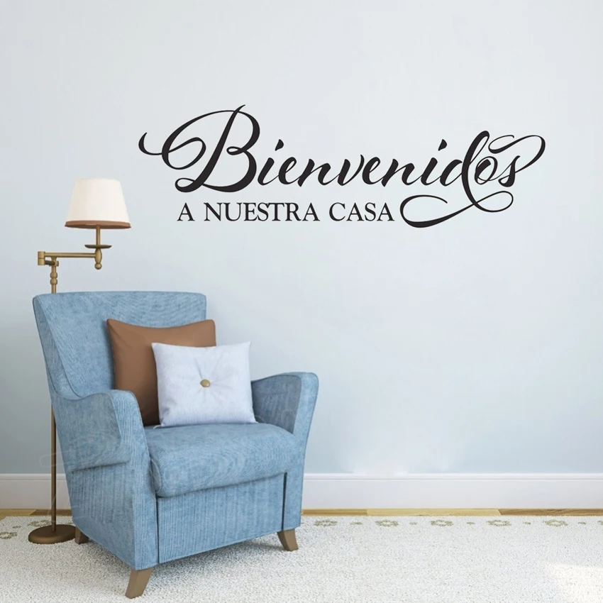 

Welcome to our Home Vinyl Wall Sticker Spanish Quote Front door Entry Decoration Decal Living Room Home Decor Stickers J159