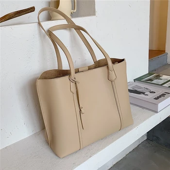 

Burminsa Large Capacity Soft Tote Bags For Women Work Female Shoulder Bags High Quality PU Leather Ladies Handbags Autumn 2020