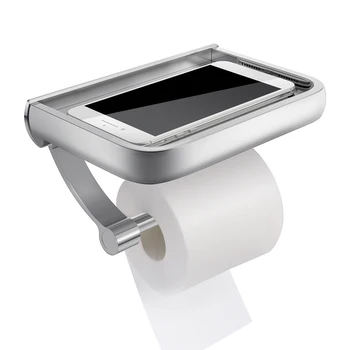 

Wall Mounted Toilet Paper Holder Tissue Paper Holder Toilet Roll Dispenser With Phone Storage Shelf for Bathroom Accessories