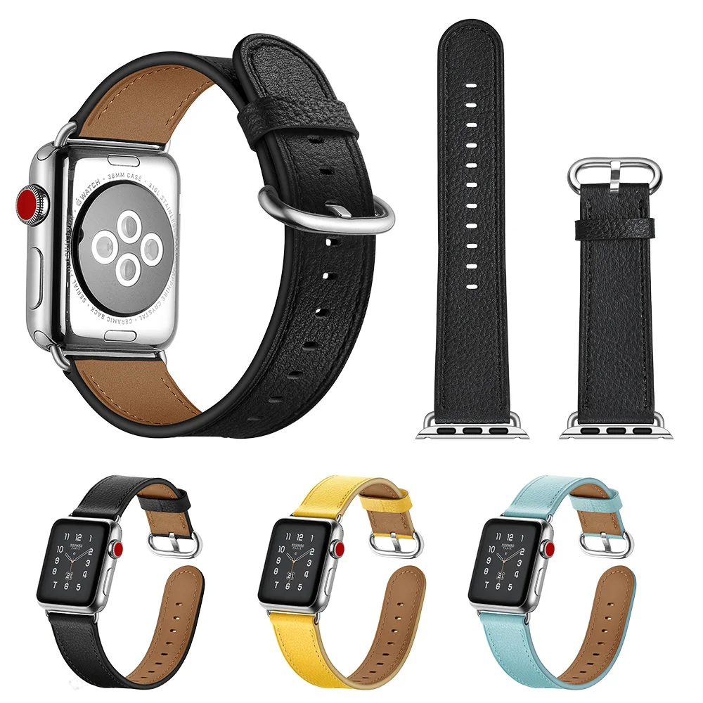 

round tail Leather Strap For Apple Watch Band 44mm 40mm iwatch 5 4 band 38mm 42mm Candy Color bracelet belt for apple watch 3 2