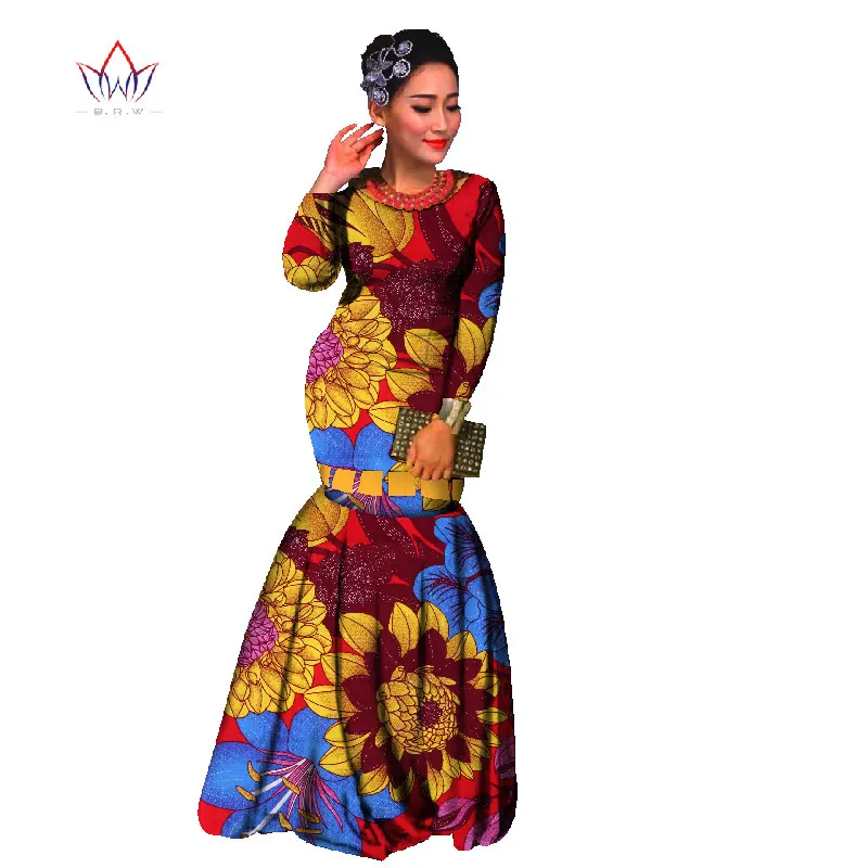 Облегающее плюс размер женщин традиционные африканские Длинные рукава бренд одежды Африки Воск Дашики тонкий Вырезать Сексуальное Платье БРВ wy779 - Цвет: 11