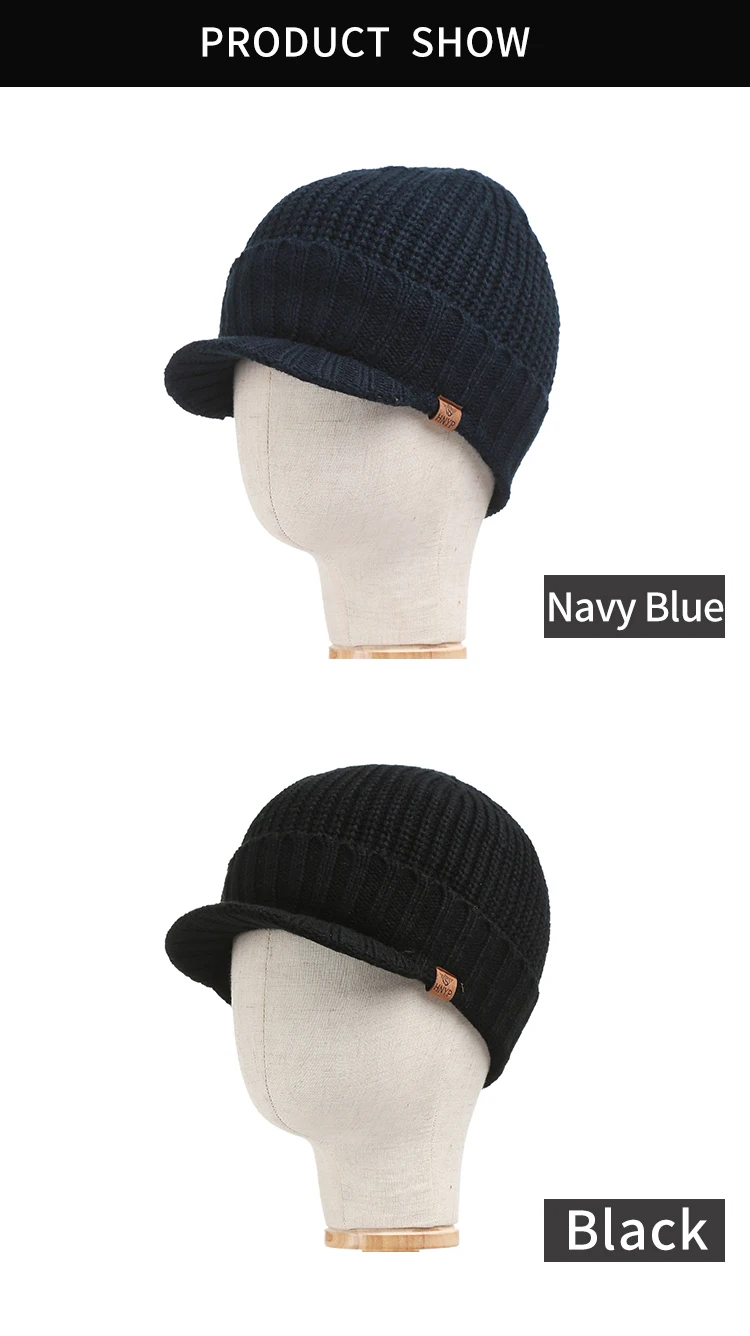 Теплая зимняя шапка унисекс, модная зимняя в стиле бини, шапка для мужчин и женщин, зимняя шапка, шерстяная меховая уличная шапка, толстая вязаная шапка с козырьком
