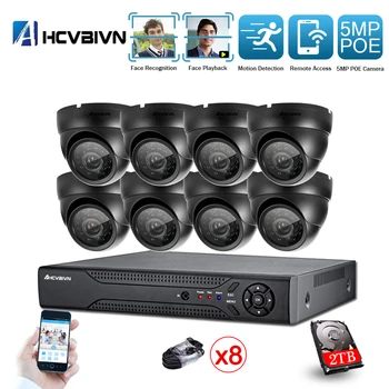 

AHCVBIVN AI Face-Recording detection H.265 8CH 5.0MP POE IP Camera System Outdoor IR-CUT CCTV Video Surveillance Recorder Kit
