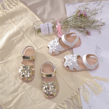 

Toddler Girl Sandals Summer Solid Color Flower Cut-outs Baby Girl Shoes Flat Soft Bottom Infant Kids Beach Sandals SGF078