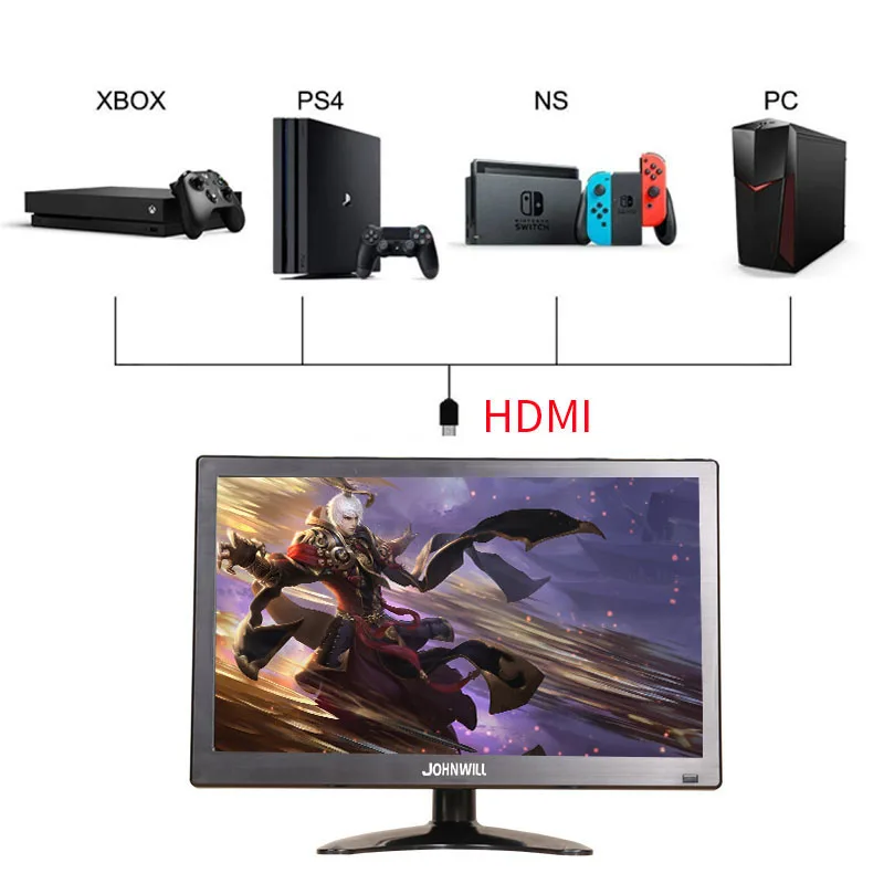  New 12 inch 1920x1080P HD Portable Display with HDMI VGA Interface Computer Gaming Monitor for PS4 