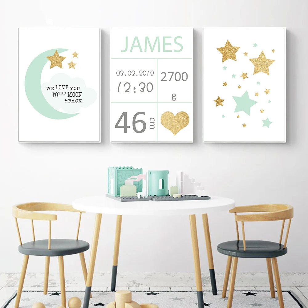 Custom-Name-Poster-Nursery-Wall-Art-Prints-Cloud-Moon-Canvas-Painting-Elephant-Posters-Nordic-Wall-Pictures