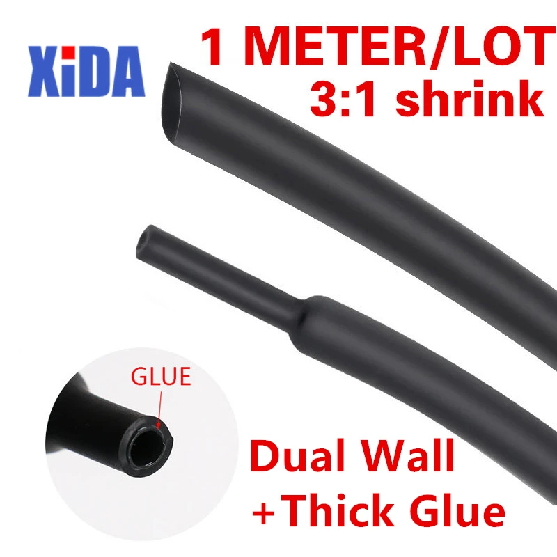 HEATSHRINK TUBES SLEEVING WRAP WIRING 1 meter of 4.8mm BLACK HEAT SHRINK TUBE SLEEVE 2:1 RATIO