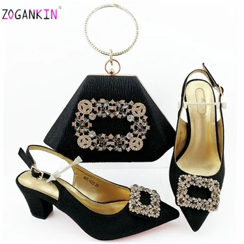 

Sweet Style New Coming Cofortable Shoes And Bag To Match Set Nigerian High Heels Party Shoes And Bag Set For Wedding
