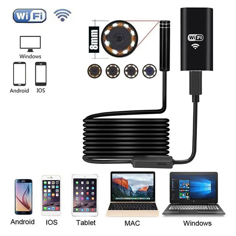 

8MM Metal Handheld Endoscope Computers Endoscope Ear Spoon Borescope Portable Monitoring Photos HD Endoscope Camera Inspection