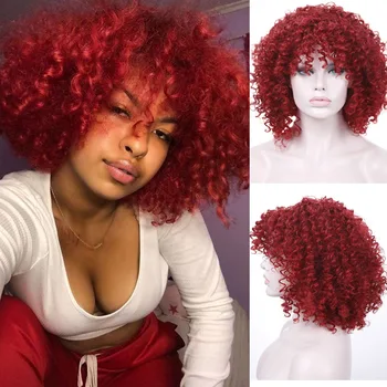 

AILIADE Afro Kinky Curly Wig Synthetic Wigs for Women Black Natural Afro High Temperature Hair 2 color Available