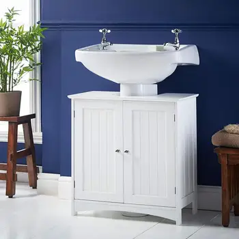 

2 Door Bathroom Vanity Cabinet Household 60X30X60cm Shelf Storage Basket Solid Wood Handle Iron Rail Wood Plastic Panel Rack HWC
