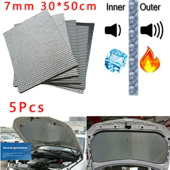 

5Pcs 7mm Car Firewall Door Hood Floors Trunk Sound Heat Insulation Barrier Mat Soundproofing 50x30cm
