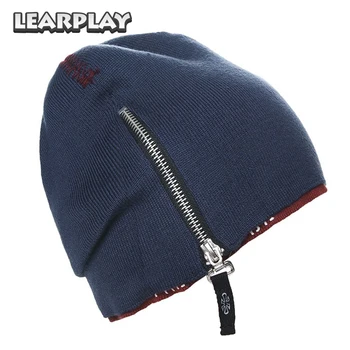 

2019 New Style Men Women Double Layer Zipper Knitting Hats Autumn Winter Warm Skiing Hip Hop Punk Beanies Skullies Gorras Bonnet
