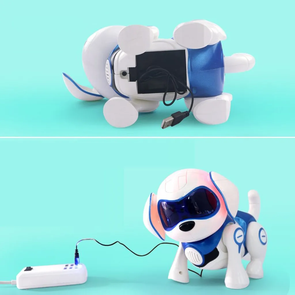 Pet Robotic Dog Интерактивная Детская Игрушка Щенок гуляет лает сидит с огнями и музыкой Электронный Робот