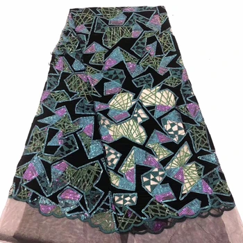 

High Quality Sequins Velvet Lace Fabric 2019 Embroidered Tulle Trim Heavy Lace Fabric For Dresses Wedding