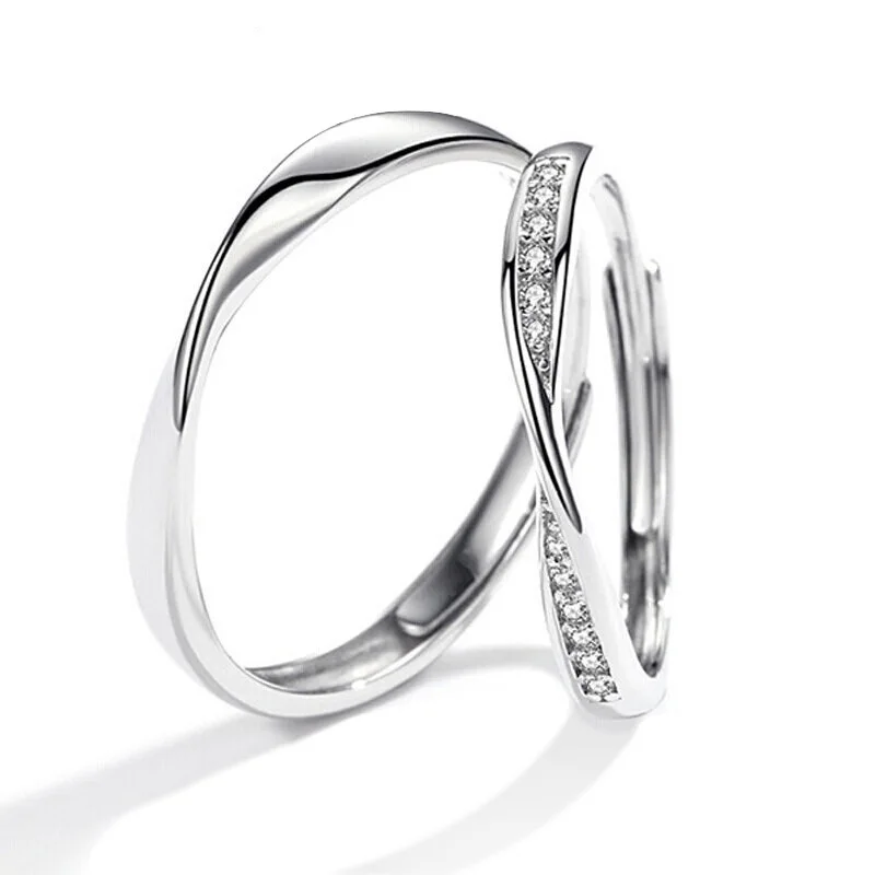 Opening Crystal Ring Zircon Adjustable Ring For Men Women Couple Engagement Jewelry