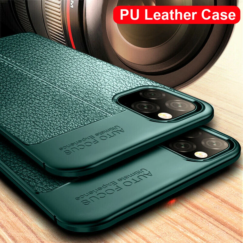 TPU Leather Case For iPhone 11 Pro Max Rubber Cover Hybrid Silicone Bumper Phone for 2019 Funda |