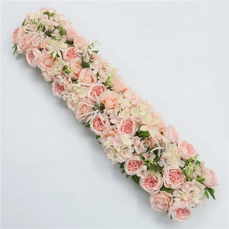 custom made Artificial rose flower row Wedding background wall arch Welcome desk decorative fake flower Home holiday decoration - Цвет: D Light pink