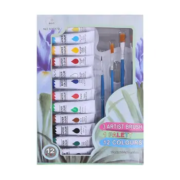 

12ml 12 Colors Professional Acrylic Paints Brush Palette Hand Painted Drawing K1AB