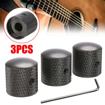 

3pcs/Set Black Metal Domed Knobs Knurled Volume Tone Knobs Guitar Parts & Accessories For Electric Guitar Bass