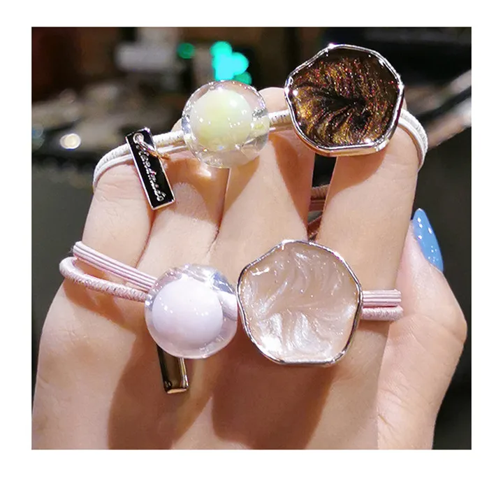 6  Temperament Headwear Drip Hair Ring Flash Diamond Crystal Head Rope Women Hair Accessories Jelly Headband Elastic Rubber Rope