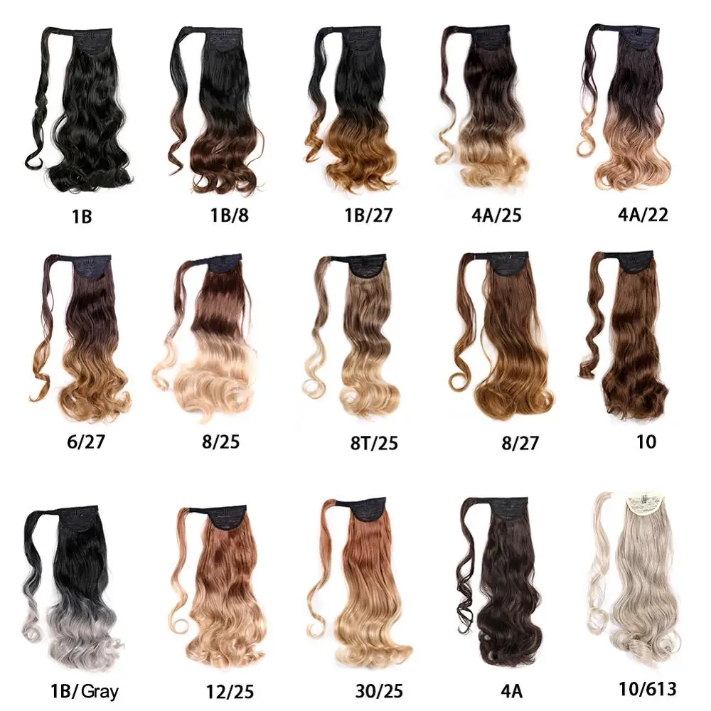 Synthetic Long Wavy Wrap Clip In Ponytail Hair Extension Wrap Around Ponytail Fake Hair Extensions 18Inches