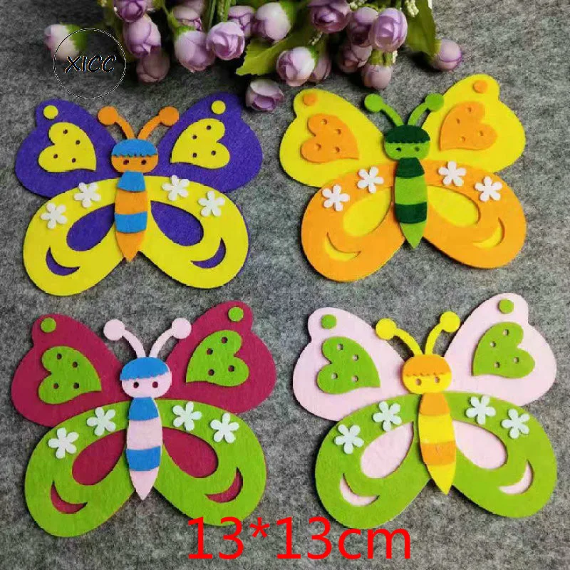 Non Woven Animal Ladybug Bee Sting Butterfly Felt DIY Pack Kindergarten Decoration Primary School Classroom Wall Stickers Patch felt fabric sheet