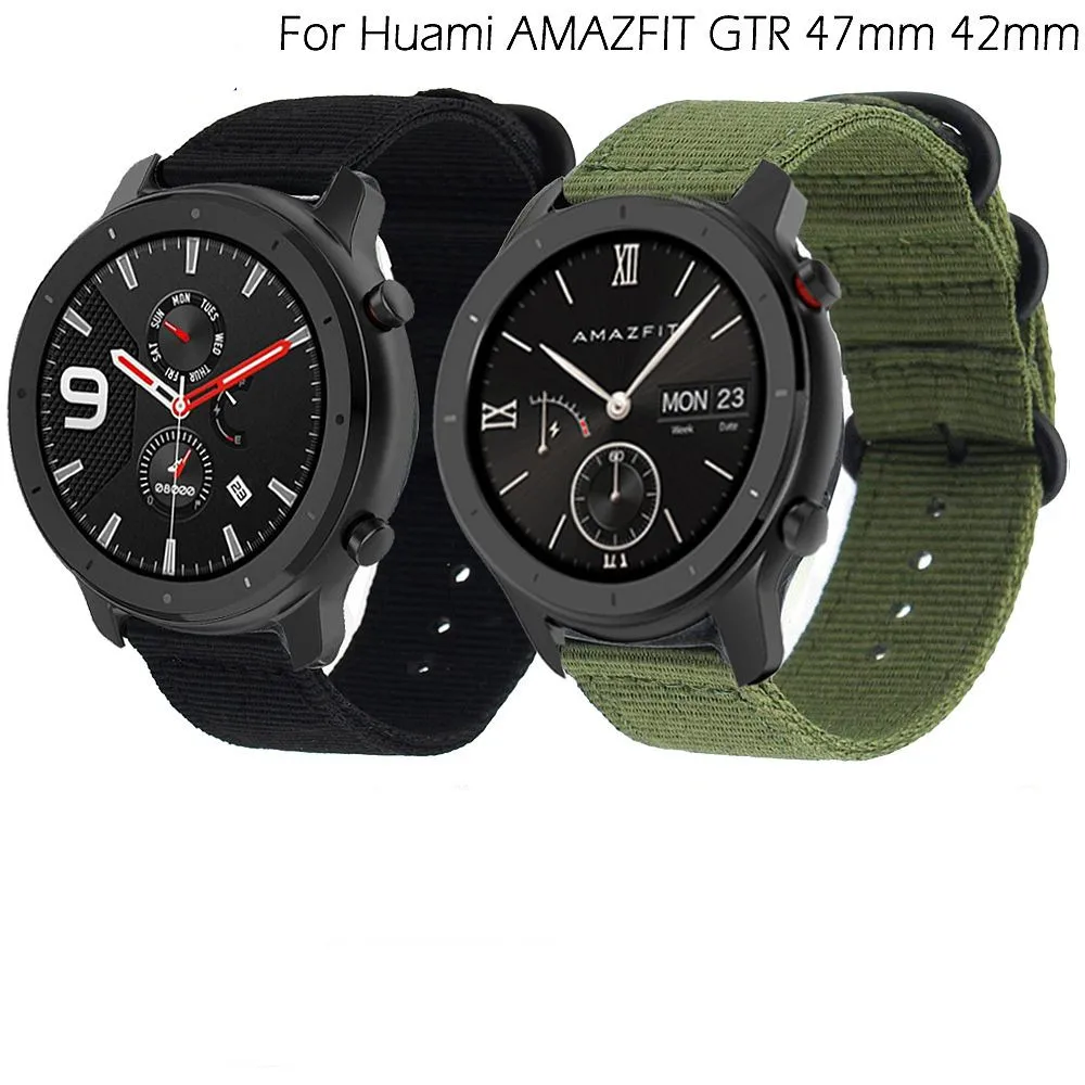Холщовый нейлоновый ремешок для Xiaomi Amazfit Stratos 2 2s Pace ремни для Amazfit GTR 47 мм ремешок для часов для huawei Watch GT