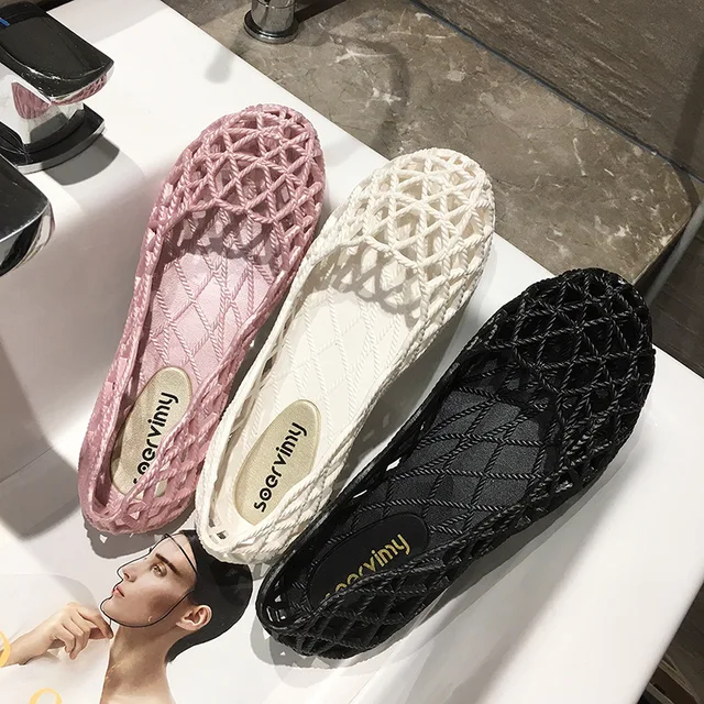 Plastic Sandals Shoes for Women Summer Slip On Loafers Jelly Shoes 2021 New Female Beach Shoes Sandals Flats Soft Comfortable 1