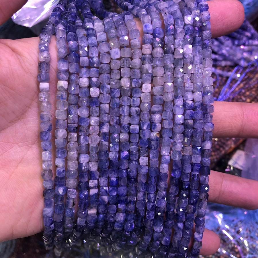 Fabricación de joyería natural Redondo Azul Cianita semilla Piedras Preciosas Perlas Strand 15" 4mm 