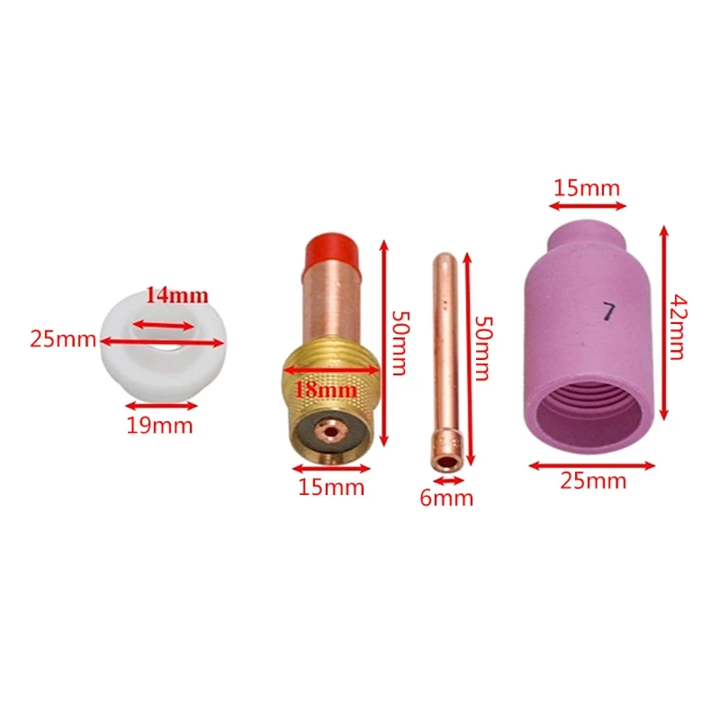 4Pcs TIG Gas Lens KIT Size 3/32" 45V26 10N24 54N15 54N01 FIT TIG