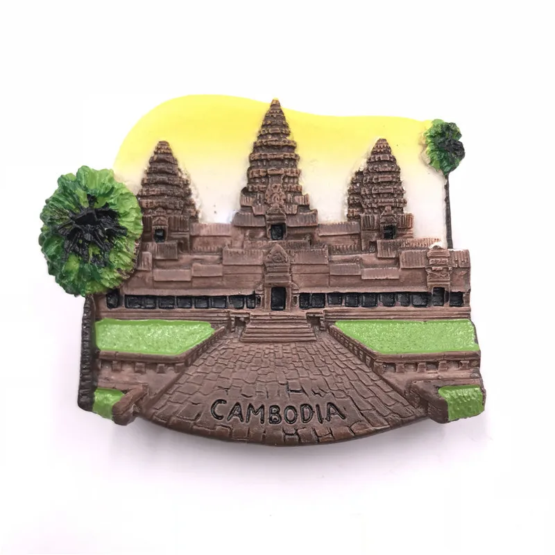cambodia Магнит на холодильник сувенир Япония Египет Лаос Франция Камбоджа Австралия Румыния Таиланд Марокко Турция Британский холодильник паста - Цвет: cambodia