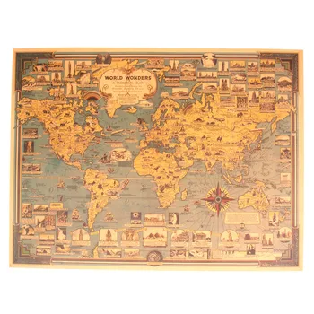 

PipiFren Wall Sticker Mural Wallpaper Blue Vintage One Piece Poster World Map Great Building Wall Sticker Art Craft Map Decor