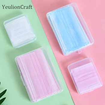 

YeulionCraft 2Pcs Portable Dustproof Face Mask Storage Box Case Clips Disposable Plastic Mouth Mask Container Organizer Diy