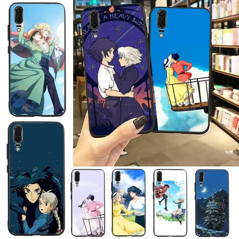 Howls движущийся замок жесткий черный чехол для телефона корпус Huawei P9 P10 P20 P30 Pro Lite