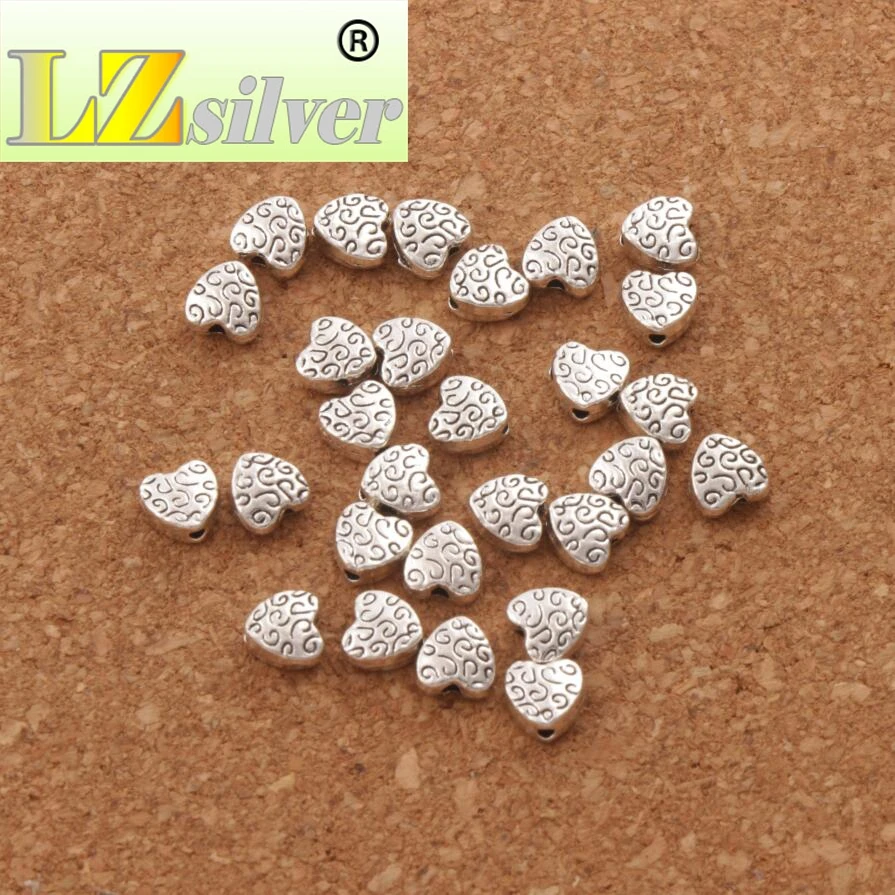 Small Flat Round With Swirls Heart Beads 5.9X6.1mm 500pcs zinc alloy Loose Beads Jewelry DIY L1767