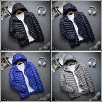 

Men's Winter Hoodie Packable Ultralight Down Jacket Hooded Puffer Outerwear Coat