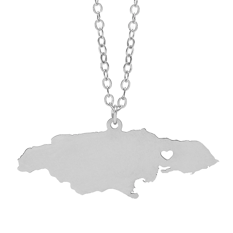 

Jamaica Map Pendant Necklaces Stainless Steel Charm Country Necklace Silver Gold Love Hometown Gift Women Men Fashion Jewelry