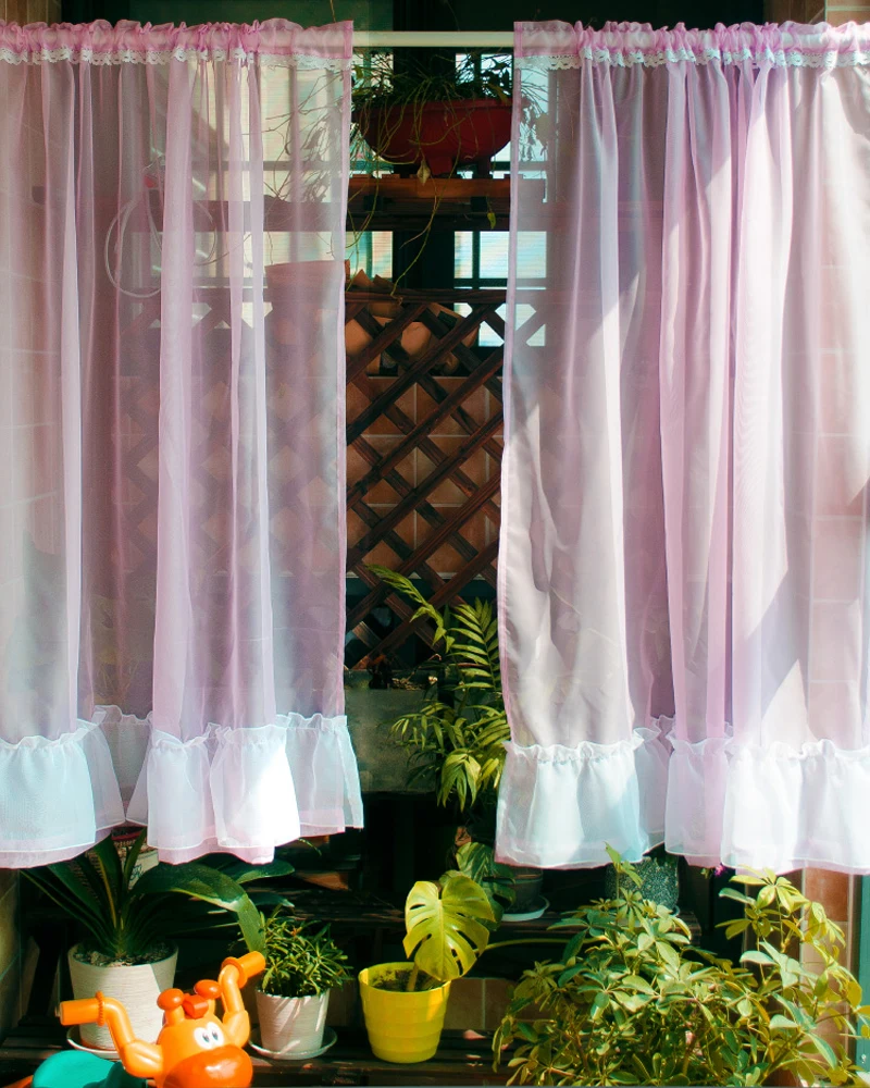 

2019 Modern Fashion Kitchen Curtain Handmade Cafe Curtain Lace Window Valance Curtains for Home Decorative 6 Coiour
