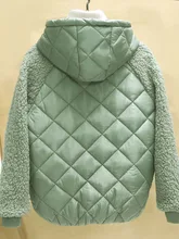  Thin light Down Cotton Jacket Female Short Coat Autumn Winter Women's 2022 New Hooded Loose Imitation lamb Wool Cotton Jacket C 